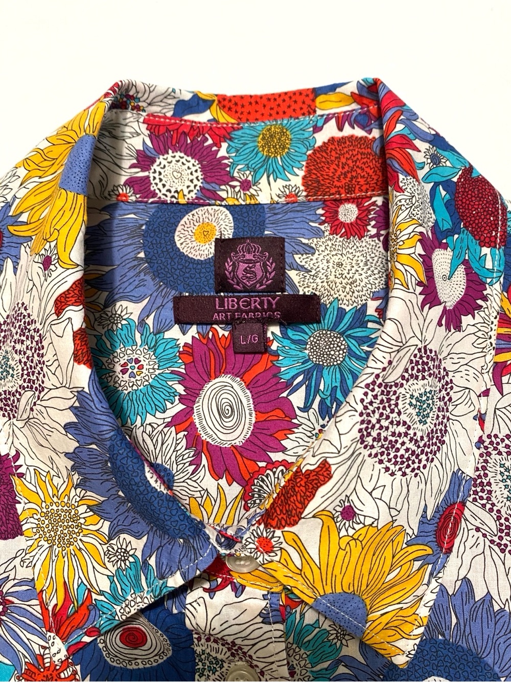 Liberty Art Fabrics Susanna Floral 100% Cotton Button Shirt Size L Wearable Art - Picture 3 of 16